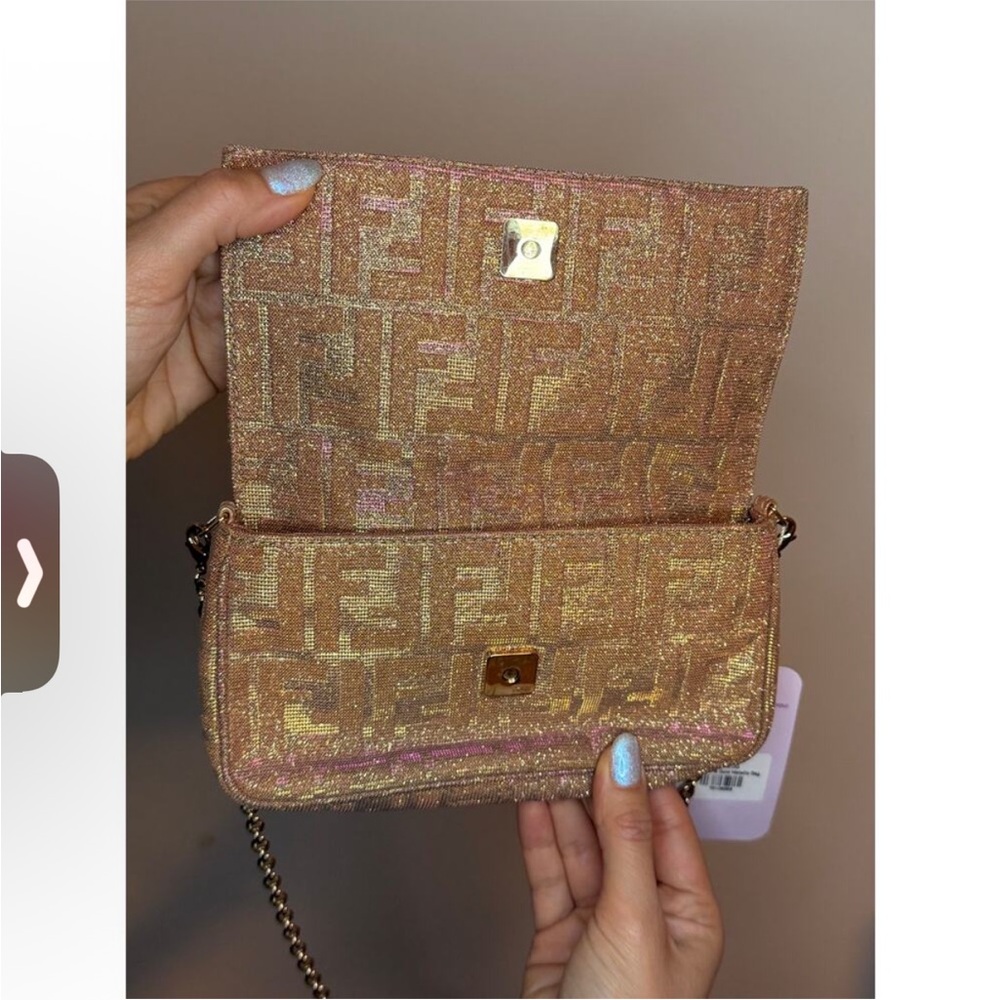 Fendi Gold & Pink Zucca Mia Pochette - Picture 6 of 9